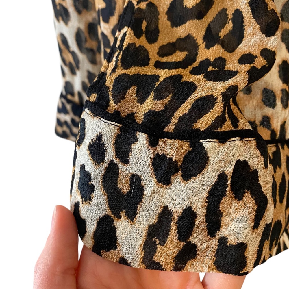 GANNI Leopard Print Georgette Long Sleeve Blouse - Picture 11 of 15